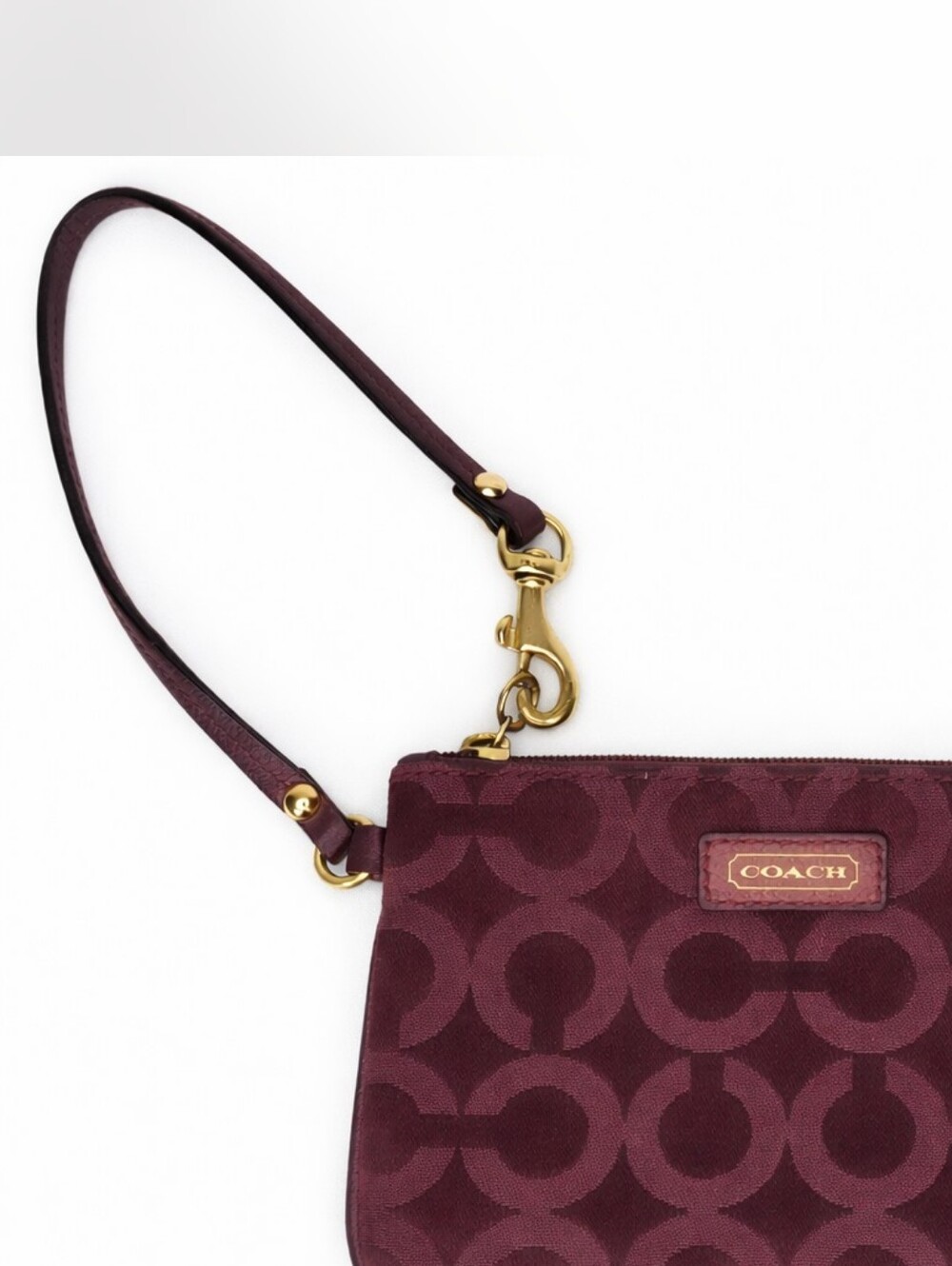 π Coach wristlet, Coach signature wristlet,burgundy Coach wallet, plum pouch - Picture 9 of 11